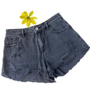 Pacsun High Rise Festival Cutoff Denim Shorts Size 24 Faded Black Booty Distress